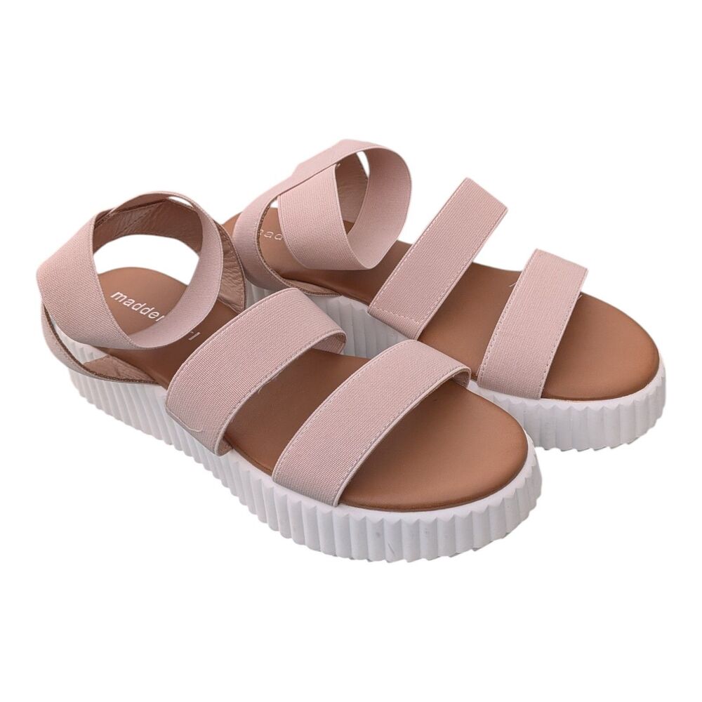 Madden Girl Women's Platform Sandals Sz 7.5 Blush Chunky Wedge Ankle Strap Y2K